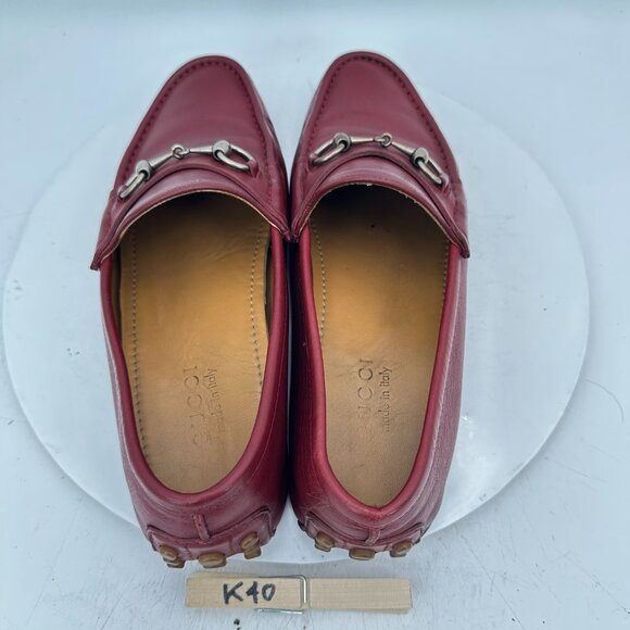 Gucci Damo Men Size UK8 US8.5 Red Burgundy Leather Horsebit Slip On Loafer Shoes - Picture 9 of 11